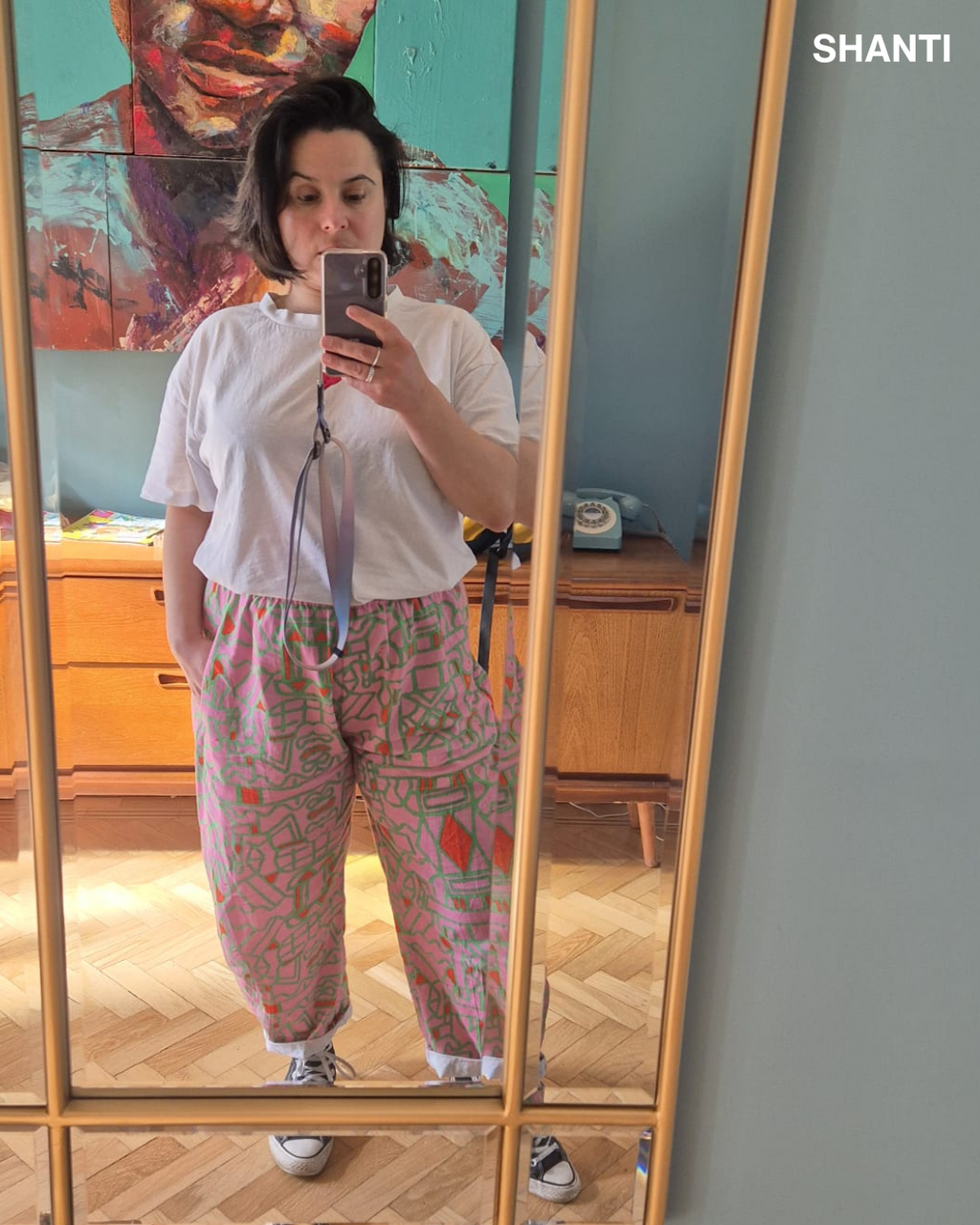 Organic Cotton & Linen Balloon Trousers in Blush Horizon