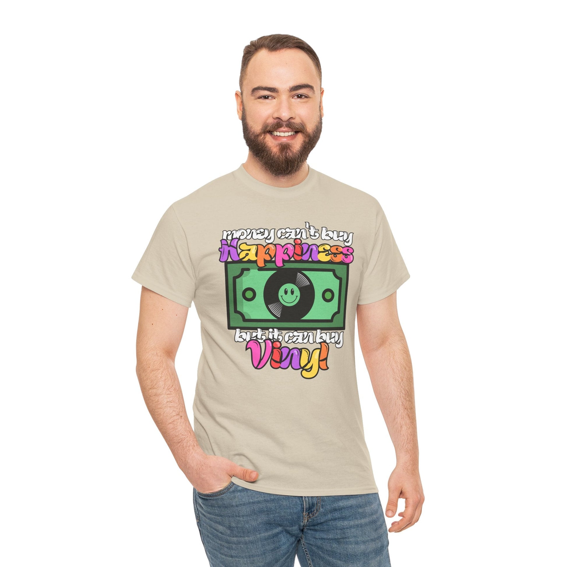 Money Can't Buy Happiness Men's Vinyl Record T-Shirt