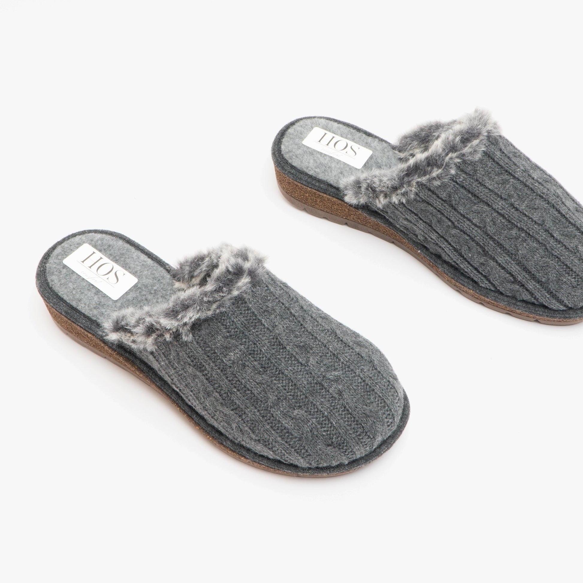 HOS Comfort MEGAN Womens Wool Mule Slippers Grey