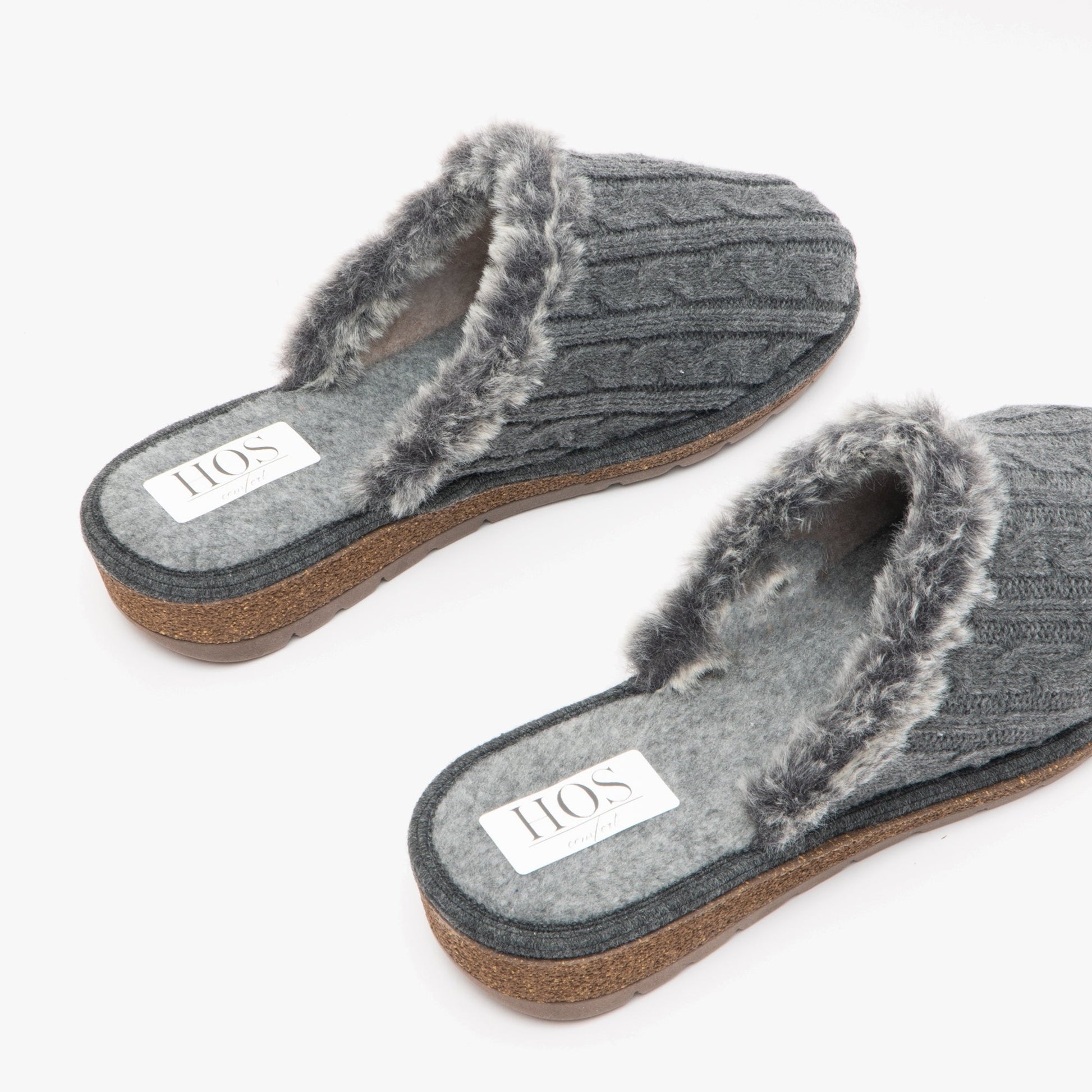 HOS Comfort MEGAN Womens Wool Mule Slippers Grey