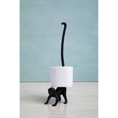 Fauna Black Finish Monkey Toilet Roll Holder