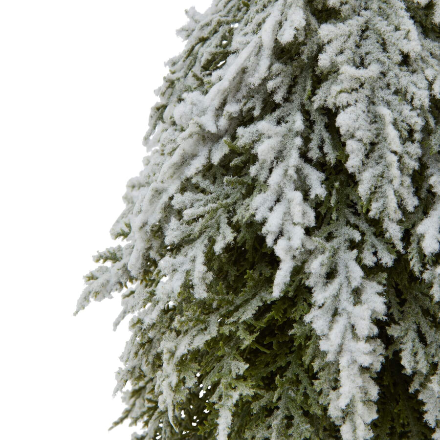 Snow-dusted fir tree on natural wood log base, 30cm winter tabletop decor with rustic charm and frosty elegance. by Sostter at brixbailey.com