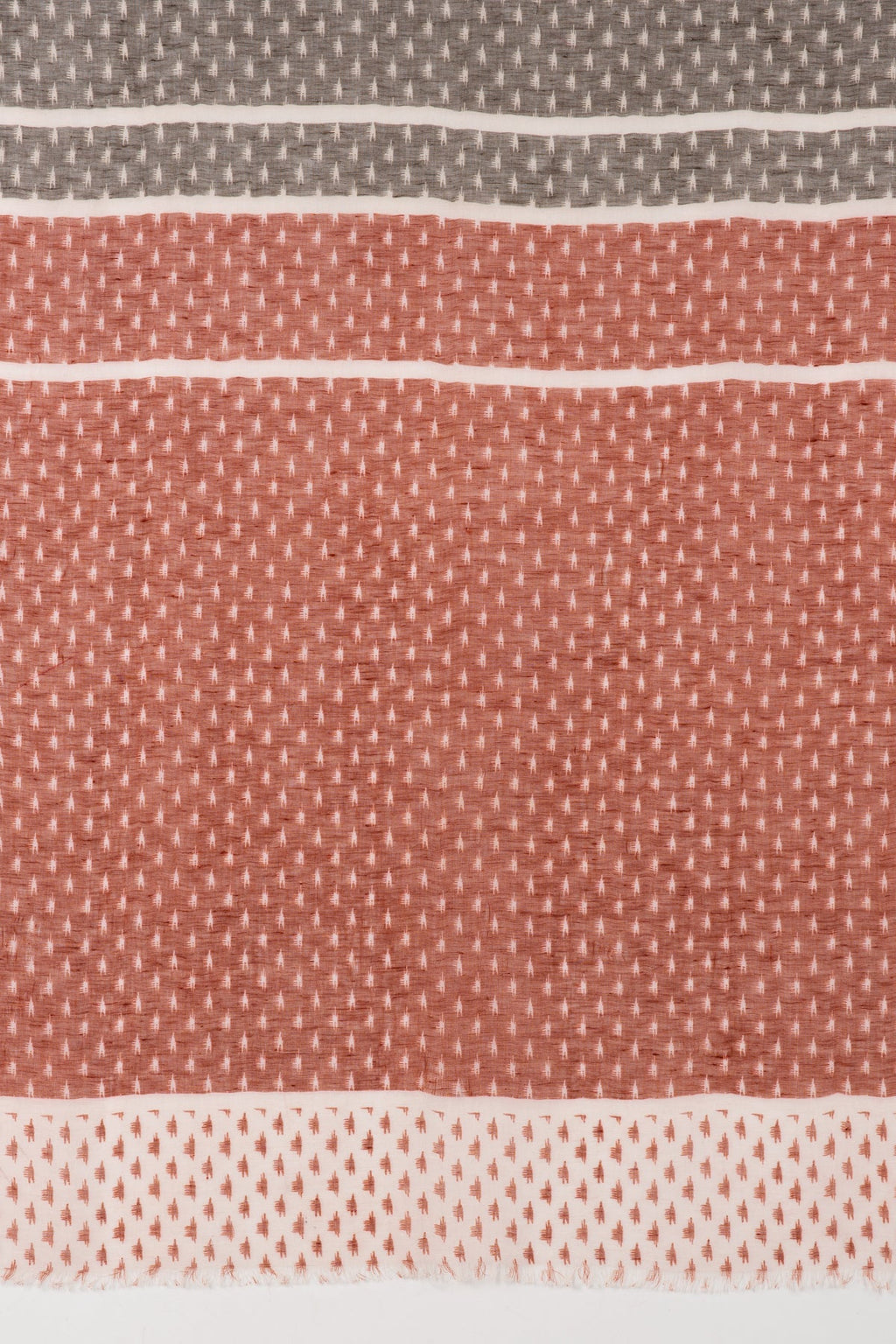 Hazy Brush Print Linen Cotton Scarf - Terracotta Grey White