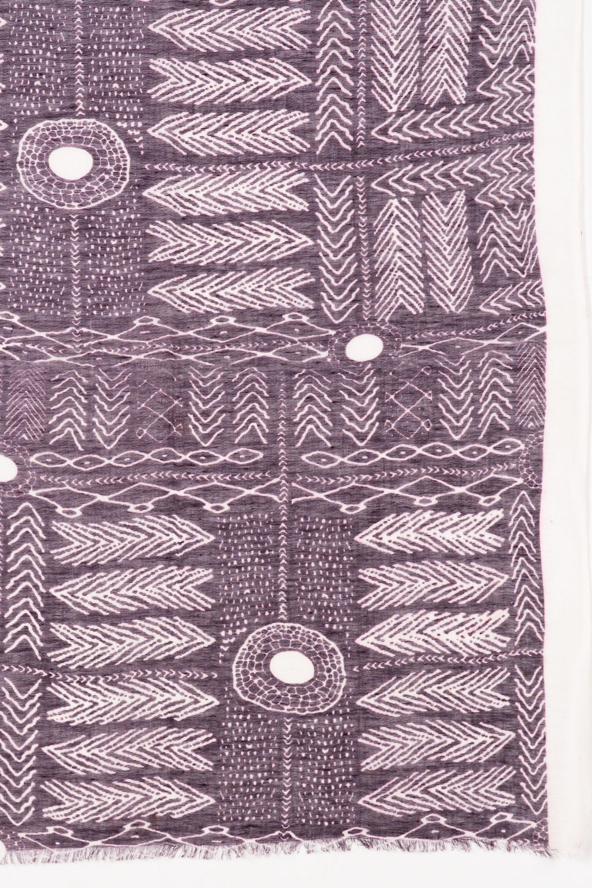 Tribal Print Linen Cotton Scarf - Plum