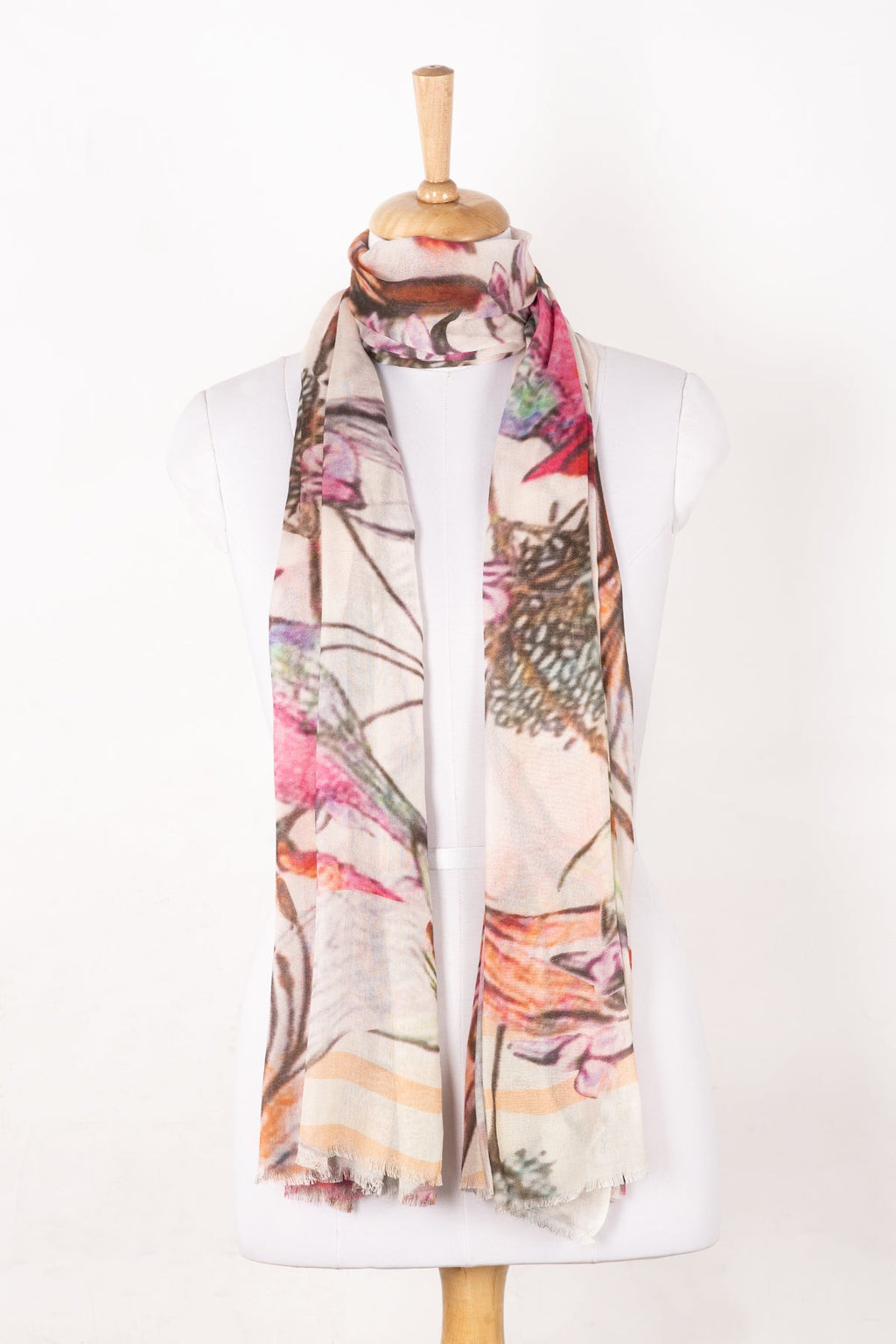 Summer Sparrow Floral Print Cotton Modal Scarf - Multicoloured
