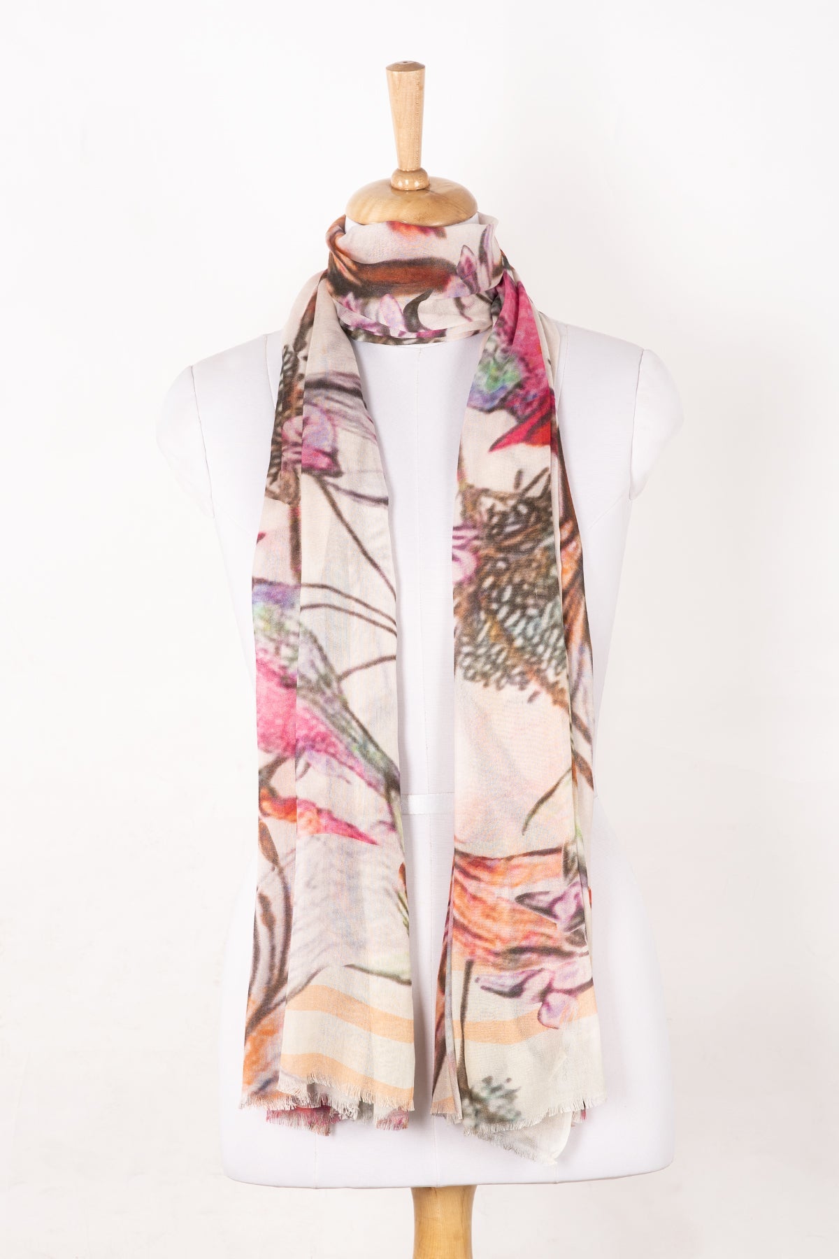 Summer Sparrow Floral Print Cotton Modal Scarf - Multicoloured