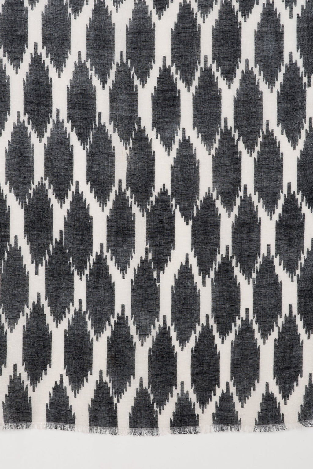 Ikat Printed Linen Scarf - Black White