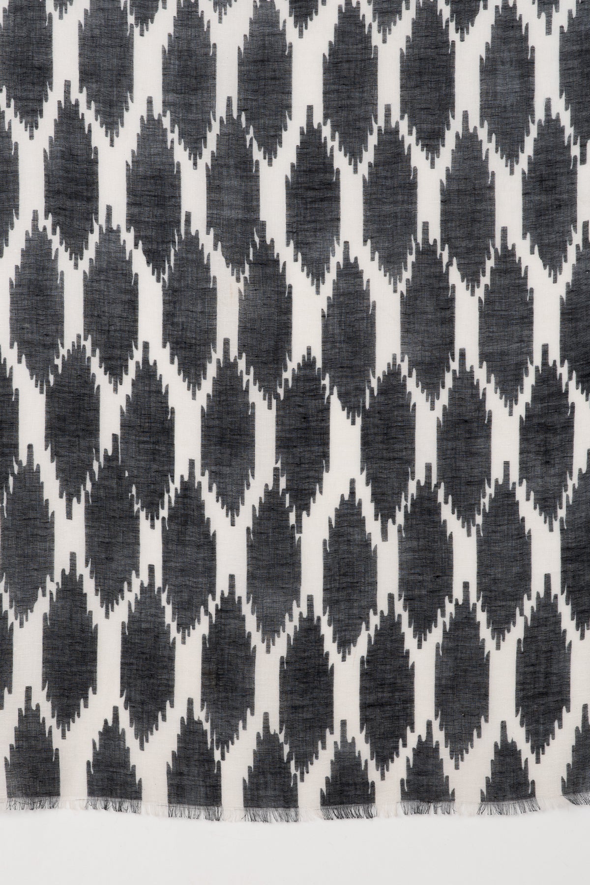 Ikat Printed Linen Scarf - Black White