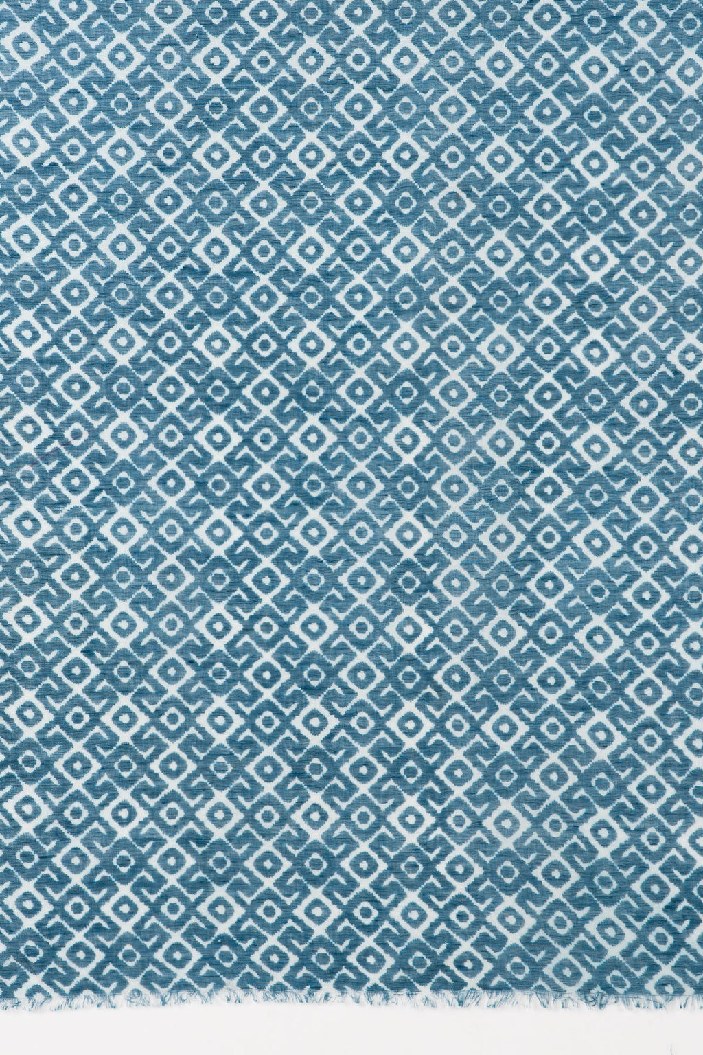 Tribal Tile Print Linen Cotton Scarf - Teal