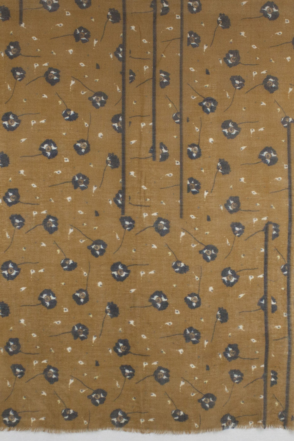 Poppy Flower Merino Wool Scarf - Ochre