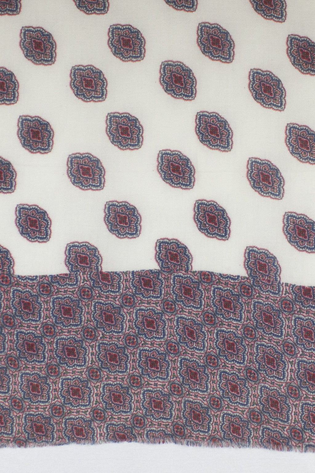 Ethnic Print Merino Wool Scarf - Off-White