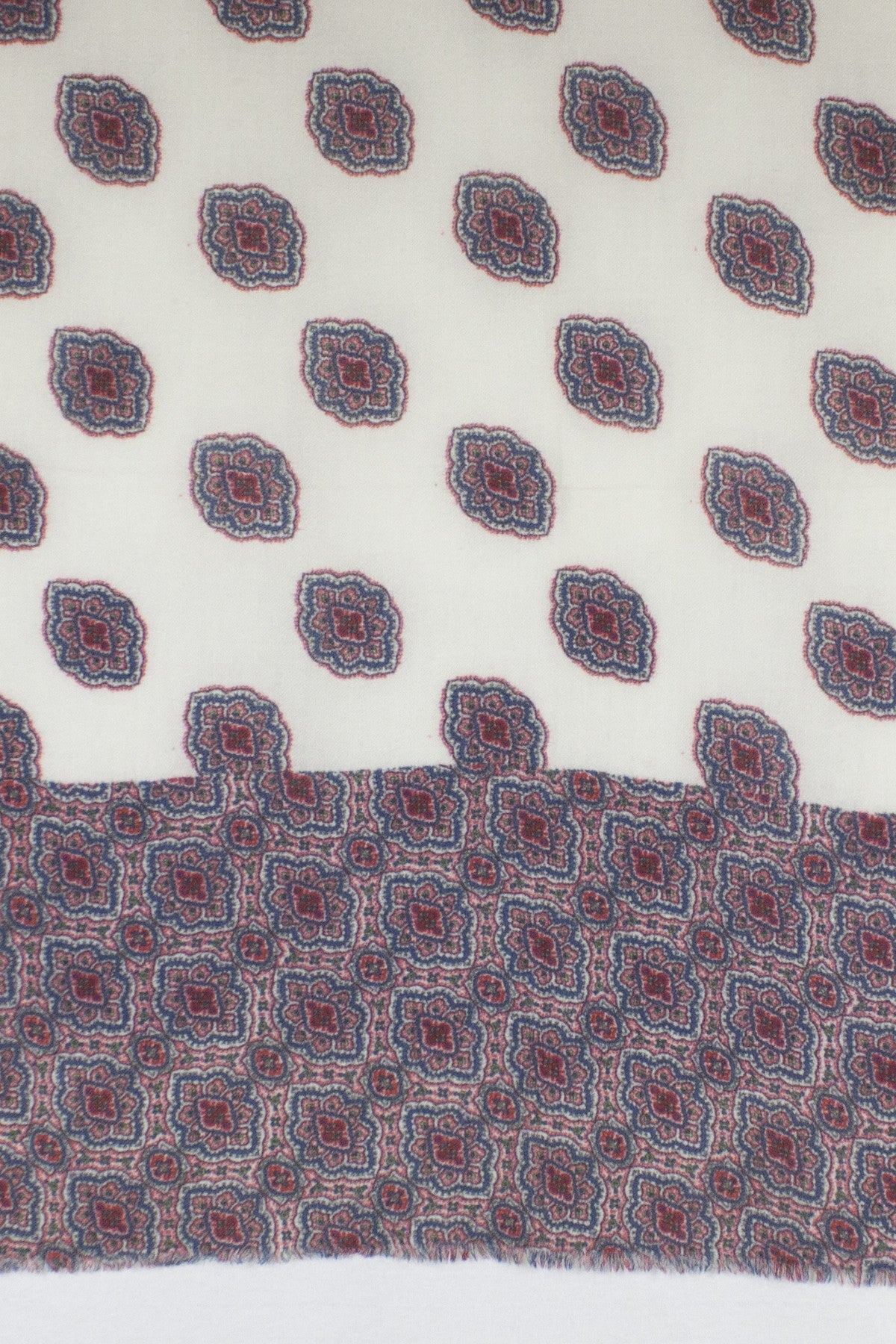 Ethnic Print Merino Wool Scarf - Off-White