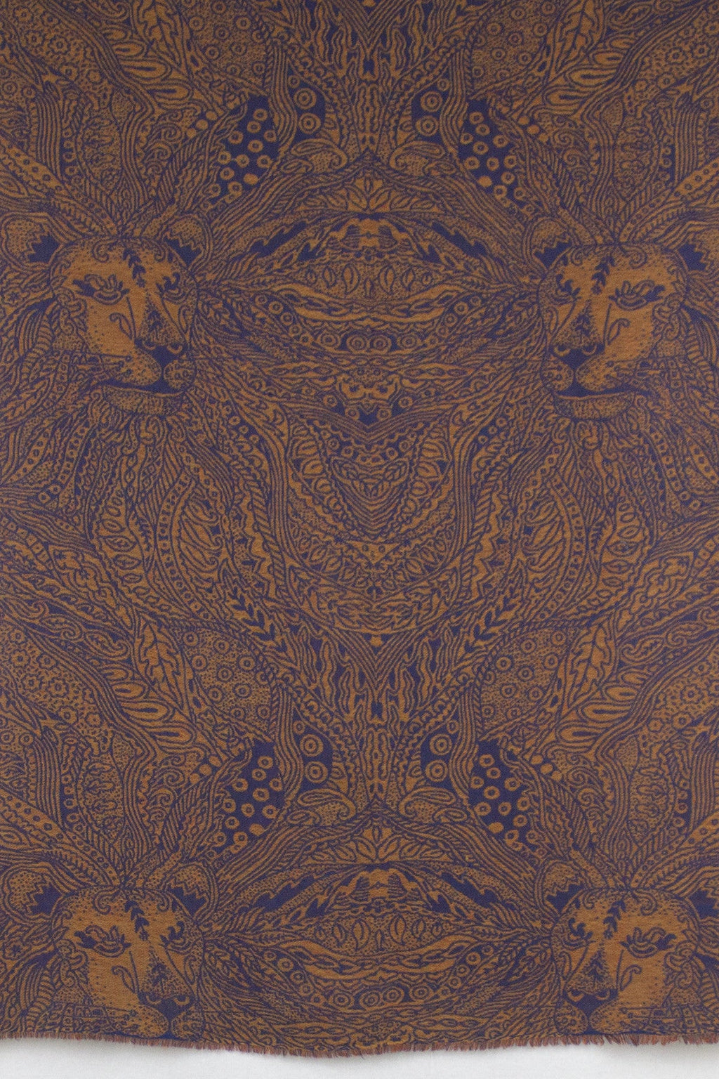 Dark Night Cheetah Jacquard Merino Wool Scarf - Navy Orange