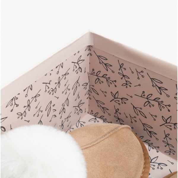 HOS Sheepskin AYLA Womens Real Sheepskin Mule Slippers Chestnut