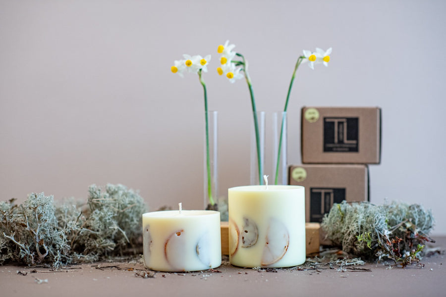 Handmade Vanilla Scented Candle with Citrus Decor - Cozy & Elegant Home Fragrance by TL Candles at www.brixbailey.com