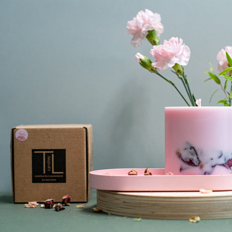 Hand-made Peony Candle from Latvia - Capturing Elegance & Timeless Summer Beauty by TL Candles at www.brixbailey.com