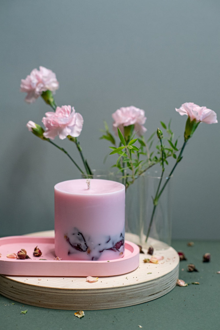 Handmade Peony Scented Candle from Latvia - Eco-friendly & Elegant with Real Flower Petals by TL Candles at www.brixbailey.com