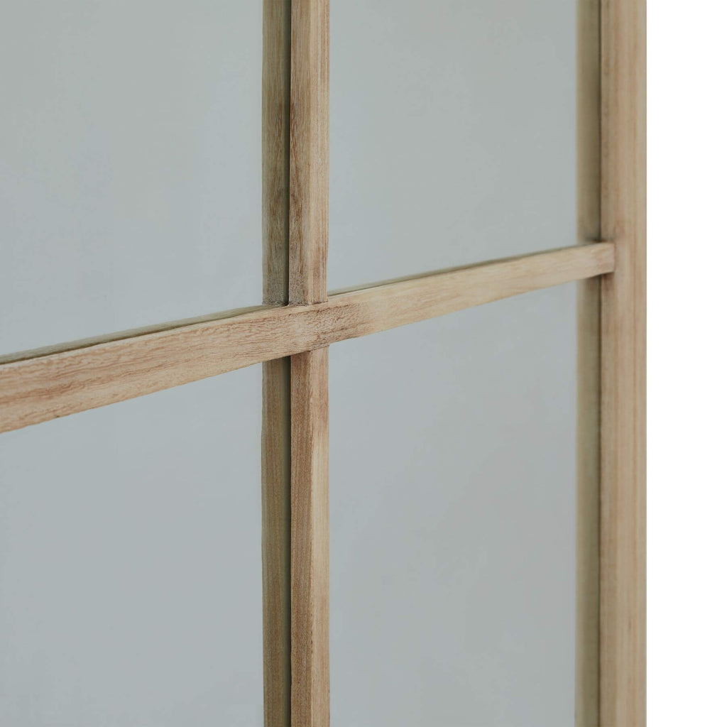 Handcrafted distressed wood mirror with grid design, rich brown frame, 170cm height, rustic vintage wall decor by Sostter at brixbailey.com