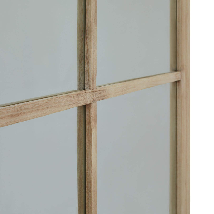 Handcrafted distressed wood mirror with grid design, rich brown frame, 170cm height, rustic vintage wall decor by Sostter at brixbailey.com