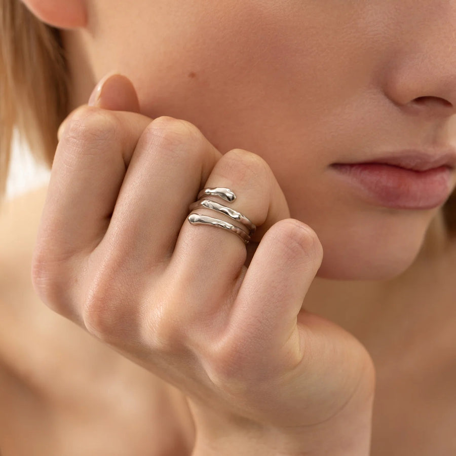 Elegant 925 Silver Spiral Ring – Hypoallergenic & Adjustable by ONEHE at www.brixbailey.com