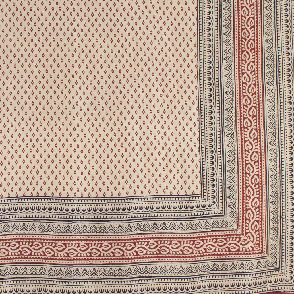 Mini Spade Print Bagh Hand-block Print Silk Square Scarf - Red