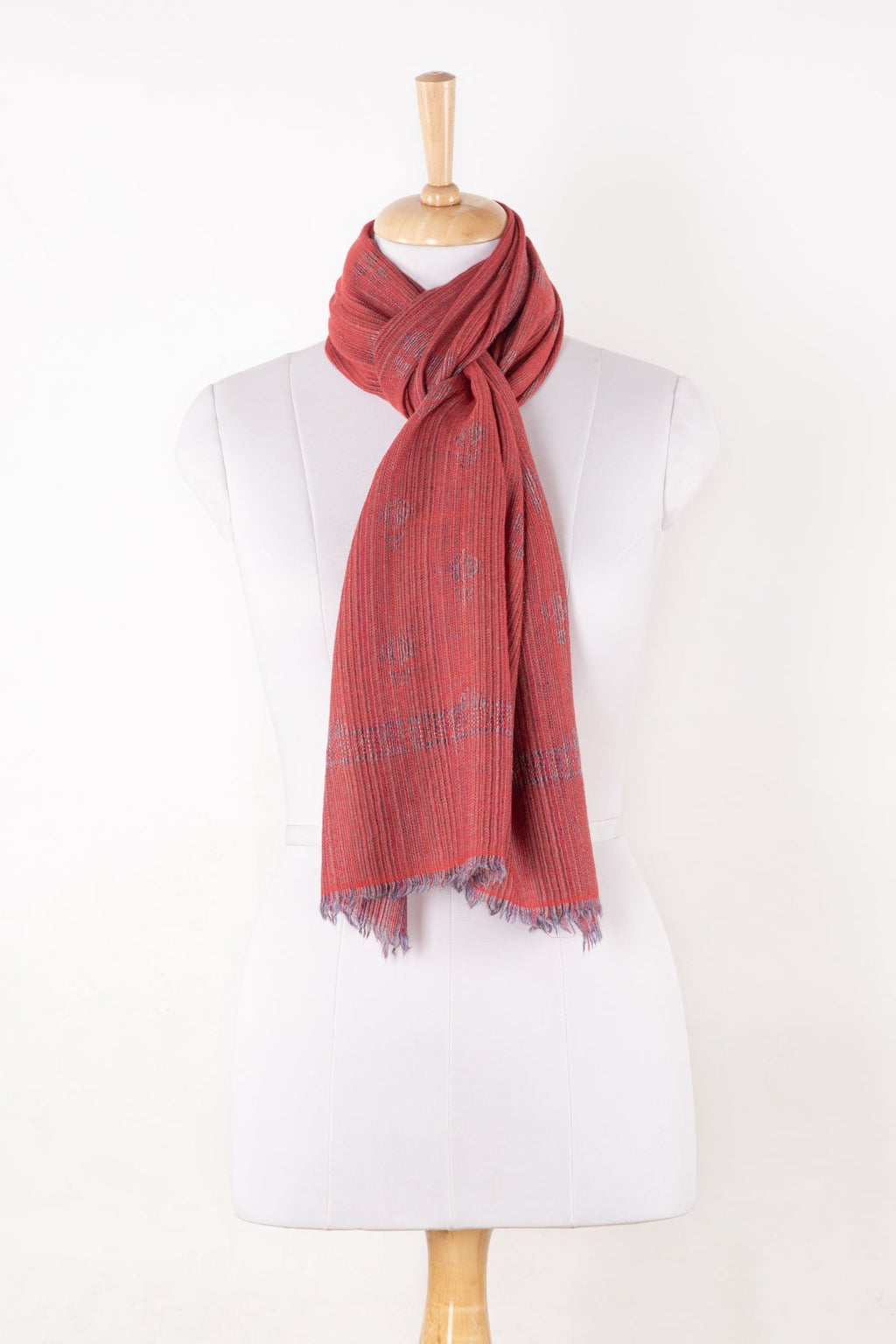 Little Paisley Stripe Jacquard Merino Wool Scarf - Pink