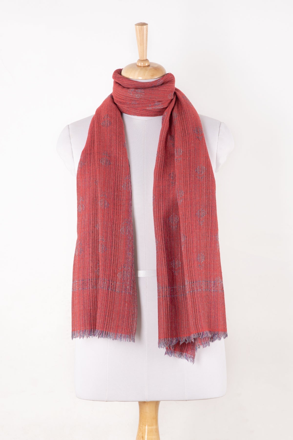 Little Paisley Stripe Jacquard Merino Wool Scarf - Pink