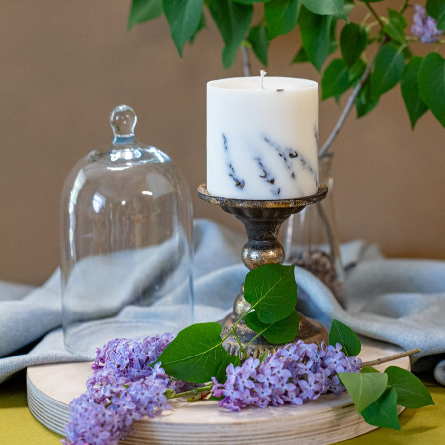 Hand-made Soy Wax Candle with Lavender Scent - White