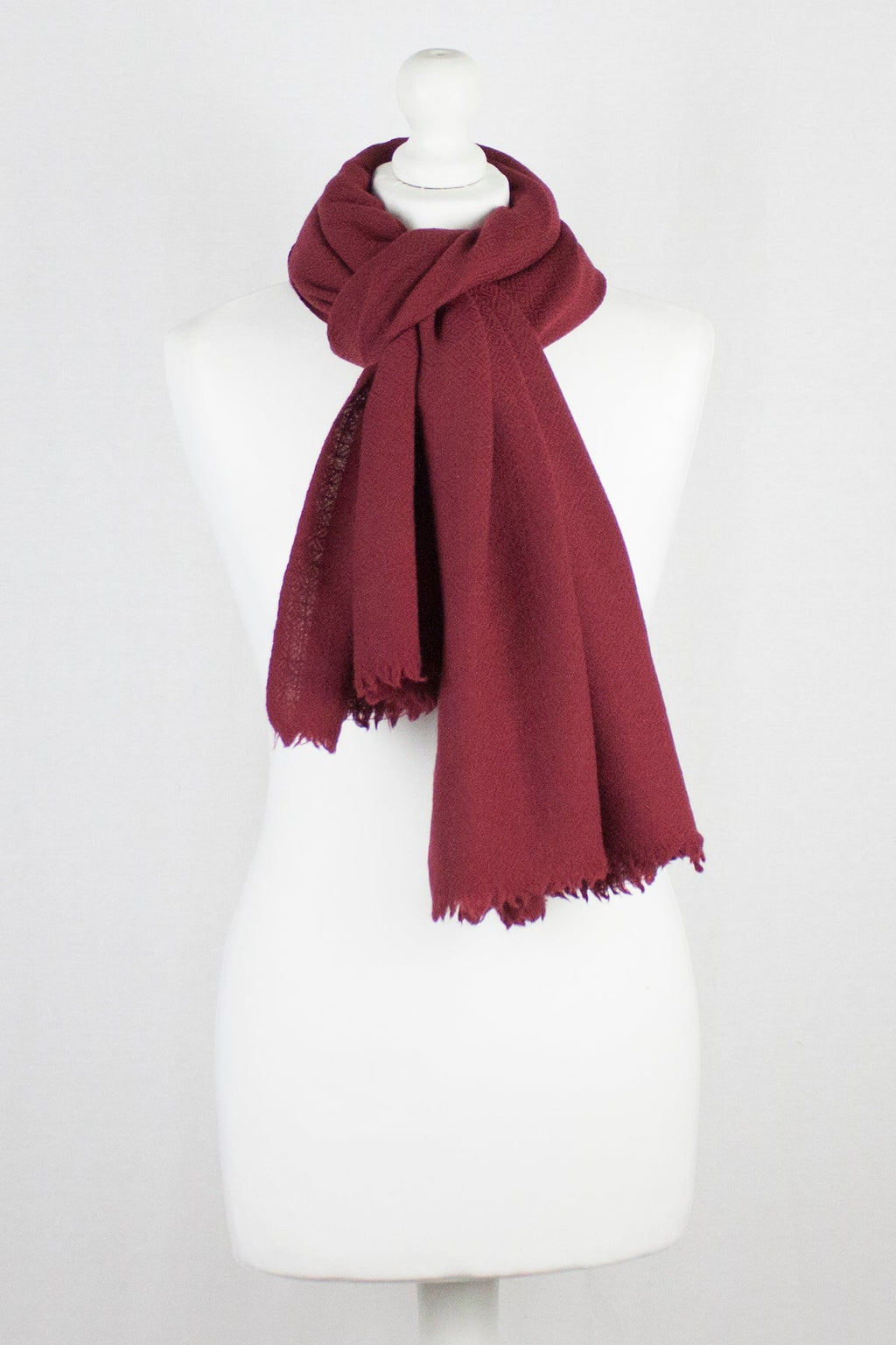 Diamond Weave Merino Wool Scarf - Red