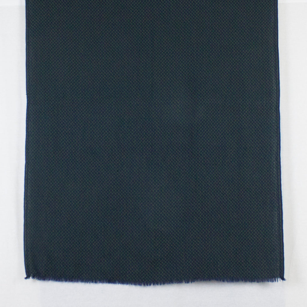 Chevron Weave Two Tone Merino Wool Scarf - Navy Green