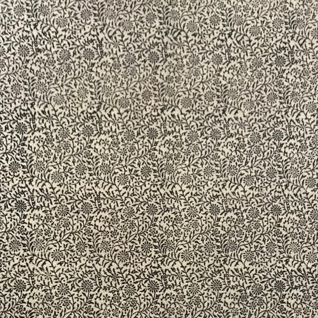 Floral Jaal & Paisley Hand-block Print Rug - White Black