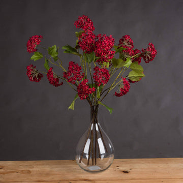 Lifelike artificial viburnum stem with deep crimson berries for fall decor arrangements by Sostter at brixbailey.com