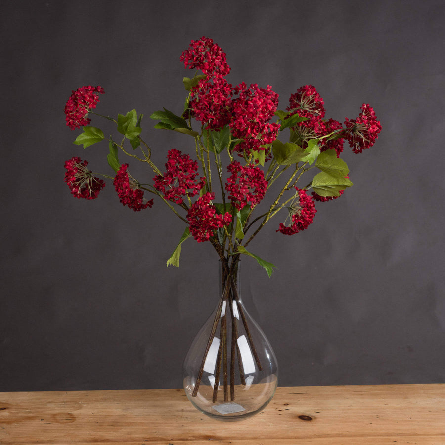 Lifelike artificial viburnum stem with deep crimson berries for fall decor arrangements by Sostter at brixbailey.com