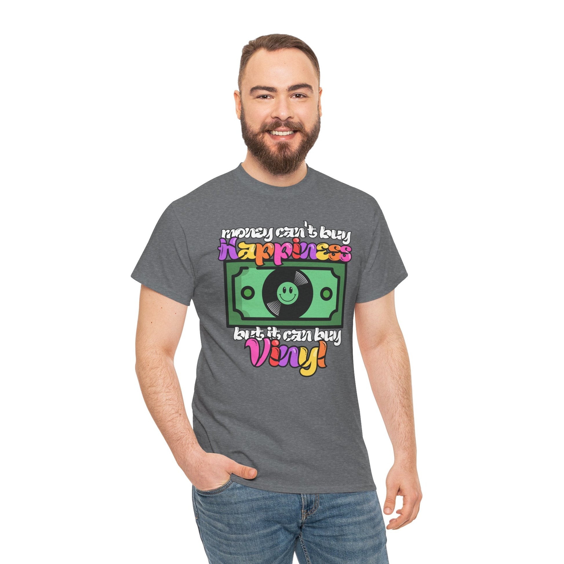 Money Can't Buy Happiness Men's Vinyl Record T-Shirt