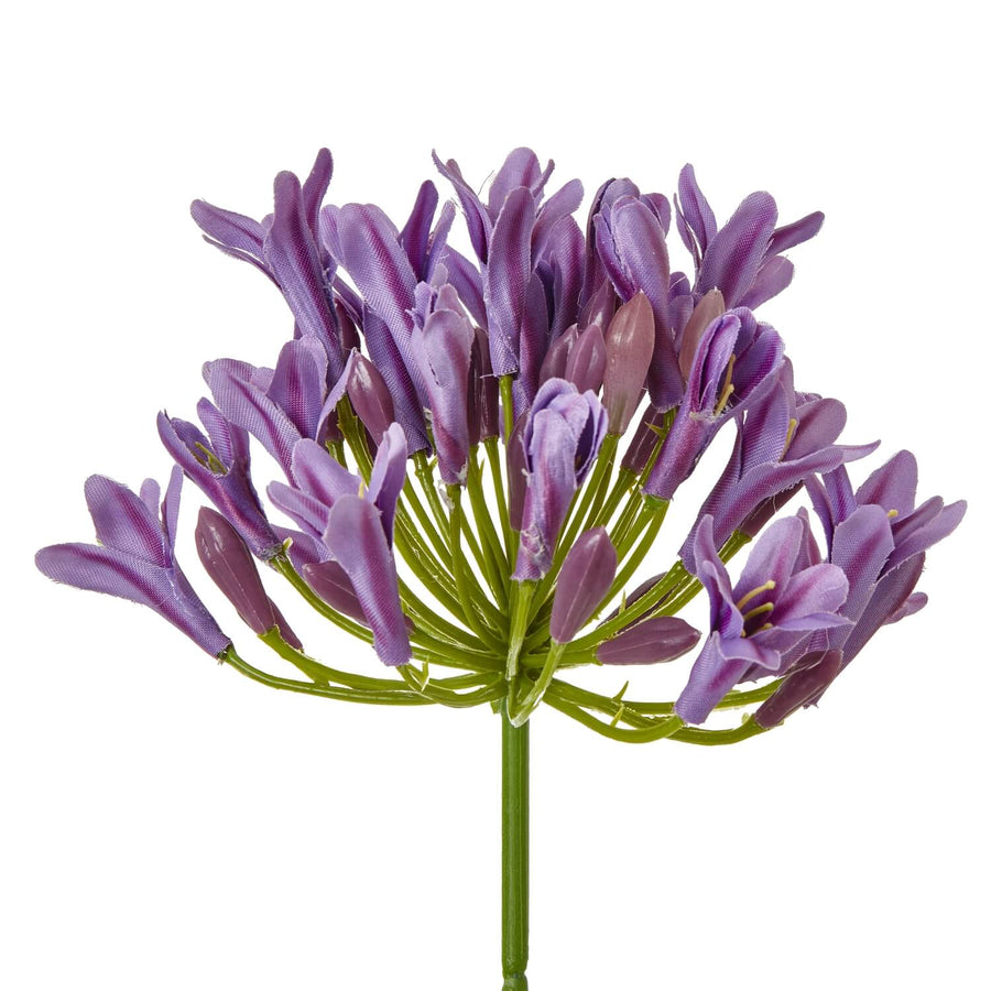 Lifelike lilac agapanthus spray with green stem, faux floral decor for modern farmhouse or minimalist interiors by Sostter at brixbailey.com