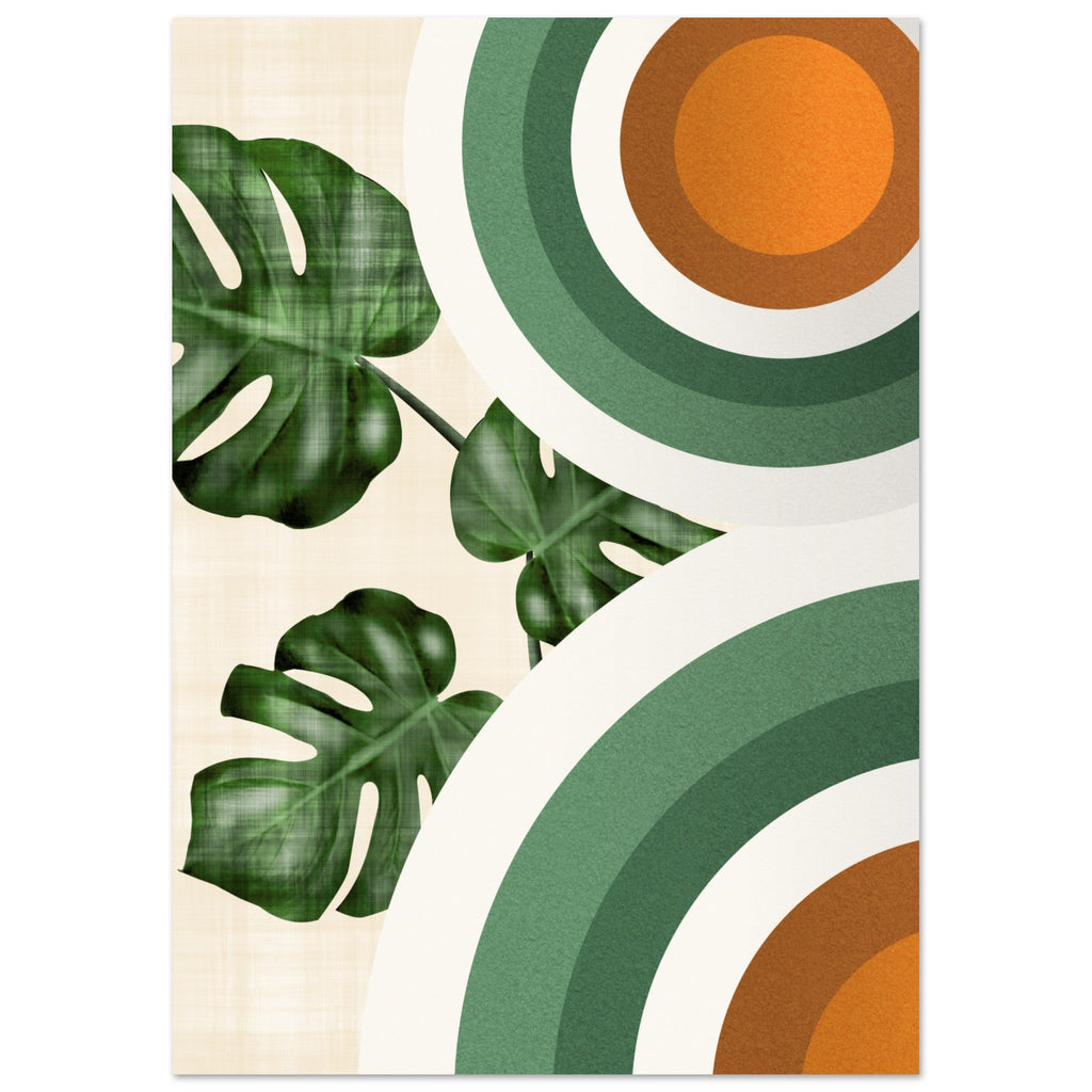 Monstera and Circles Poster Print