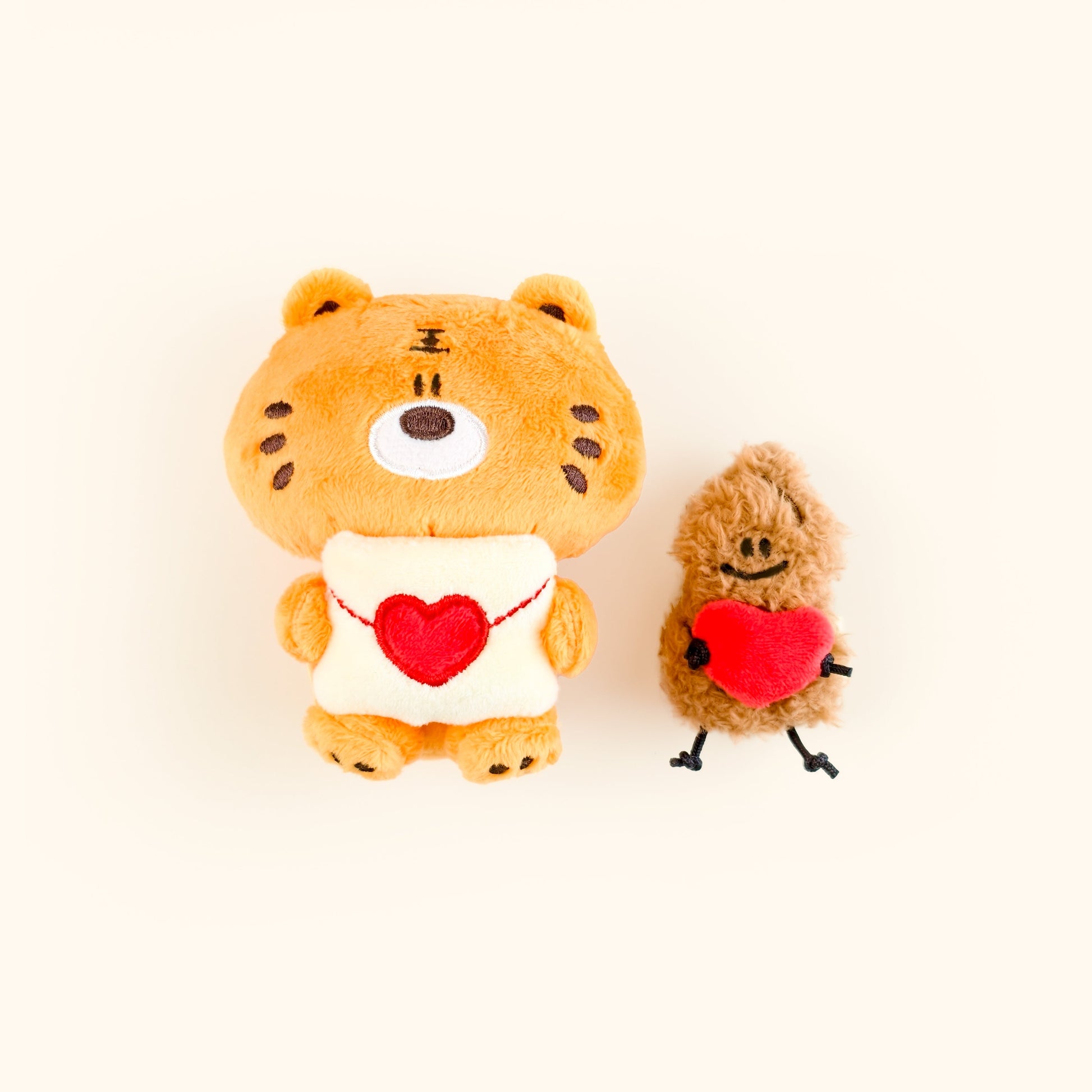 Tiger Peanut and Red Heart Bag Charm Duo
