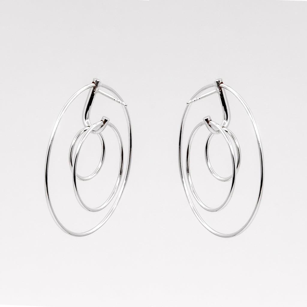 LAYERS x3 Silver Earrings – Handcrafted Minimalist Jewelry by Maarja Palu at www.brixbailey.com