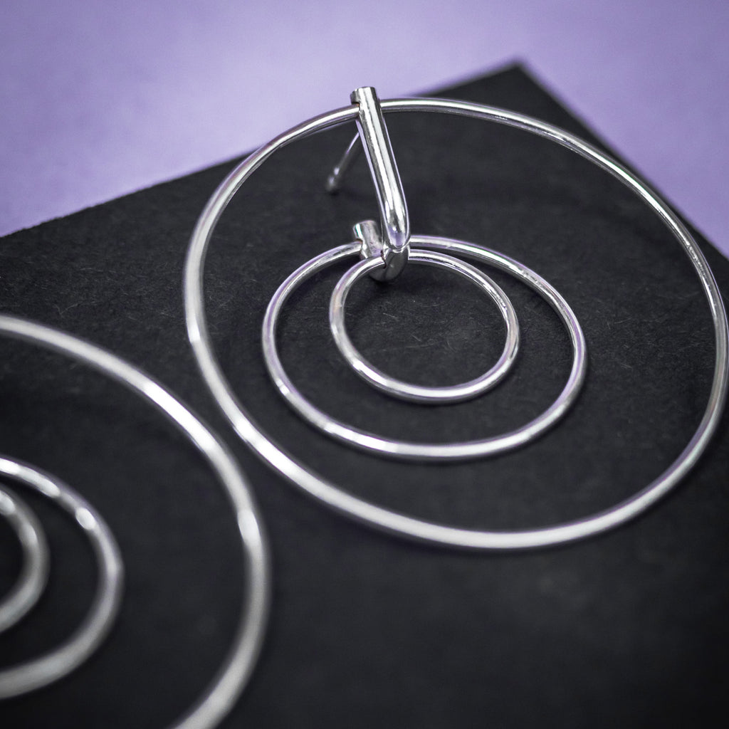 LAYERS x3 Silver Earrings – Elegant Handcrafted Minimalism by Maarja Palu at www.brixbailey.com