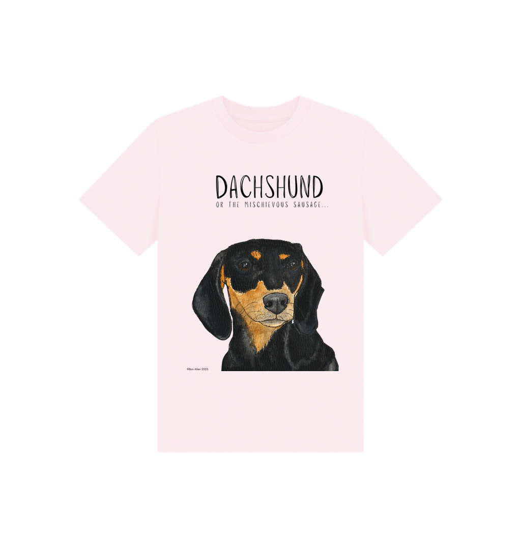 Mischievous Black & Tan Hot Dog Kids' T-Shirt – Small Pup, Big Attitude!