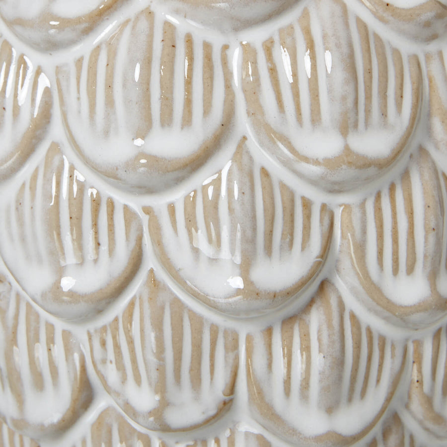 Handcrafted white ceramic pine cone trinket dish with removable lid, perfect for jewelry and keys. by Sostter at brixbailey.com