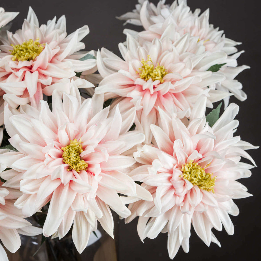 Artificial pink dahlia stem with lifelike petals, 70cm tall, soft romantic hue, fade-resistant fabric, for home decor by Sostter at brixbailey.com