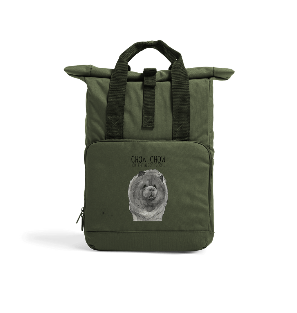 Blue Chow Chow Chic: Aloof Floof Roll-Top Backpack