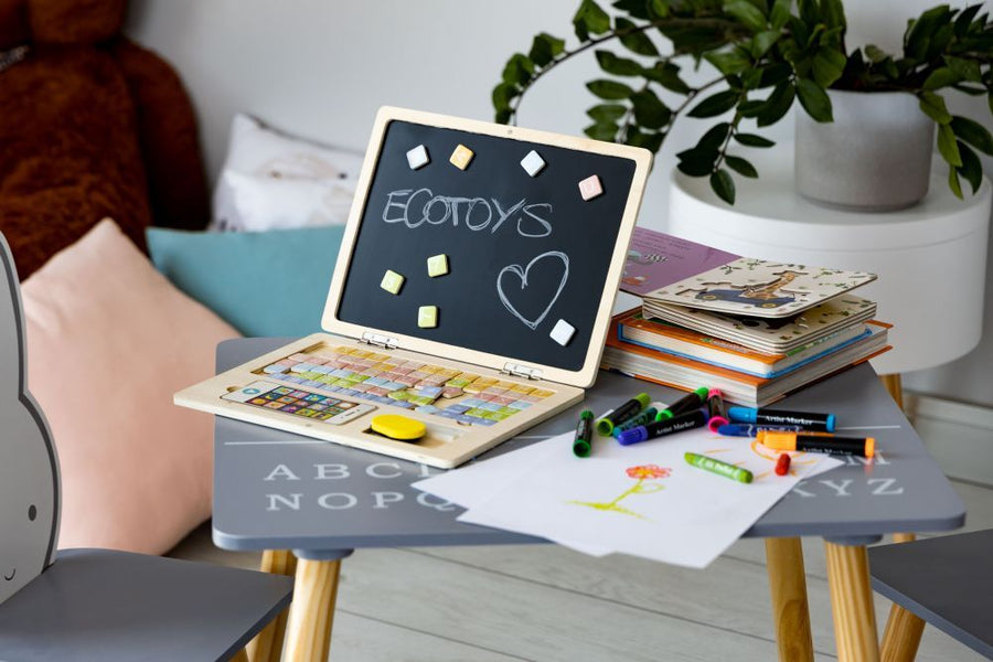 Ecotoys Wooden Laptop – Fun & Educational Magnetic Toy Set for Kids by ECOTOYS at www.brixbailey.com