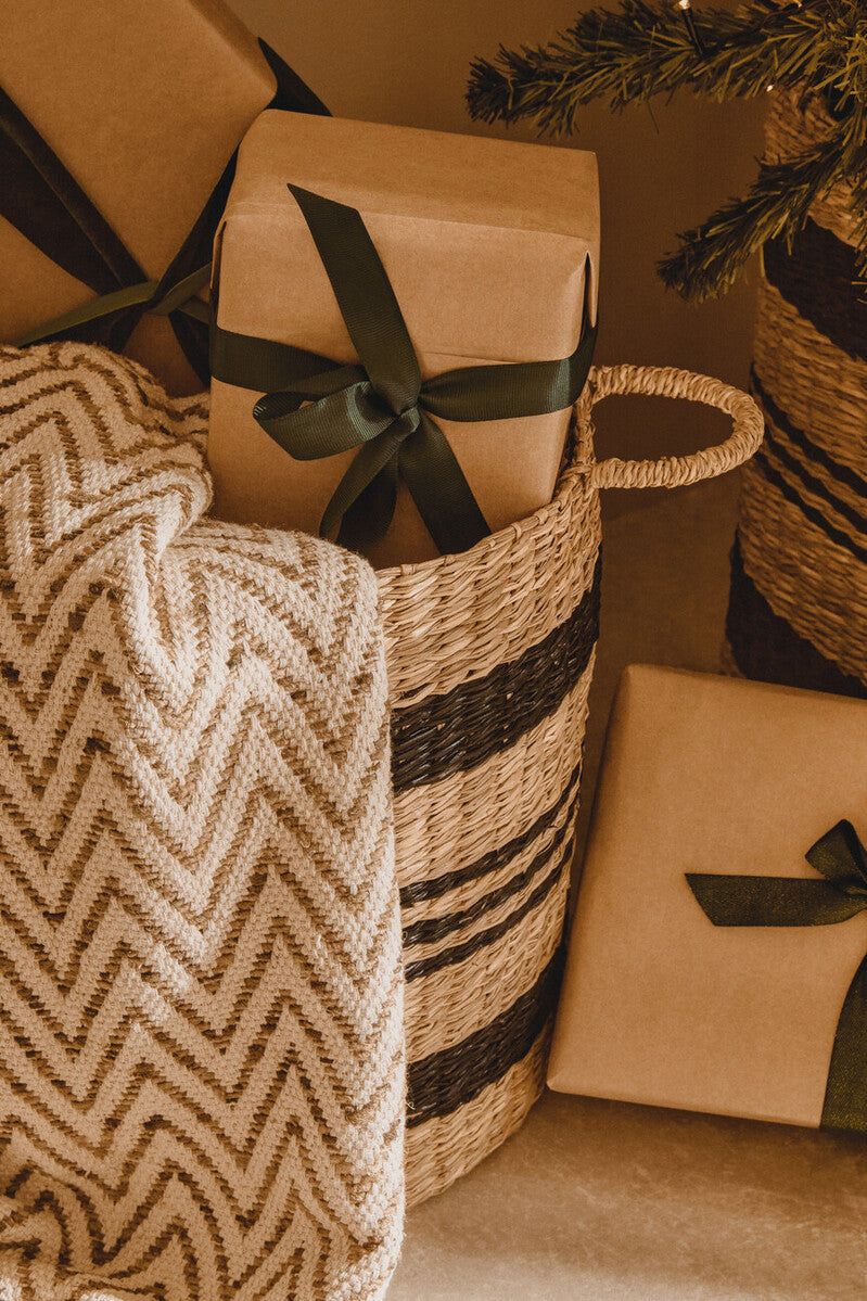 Set of 2 Seagrass Baskets with Black Stripes | Arles