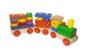 Colorful Wooden Train Set with Sounds – 19 Blocks & Developmental Play by Gerardo's Toys at www.brixbailey.com