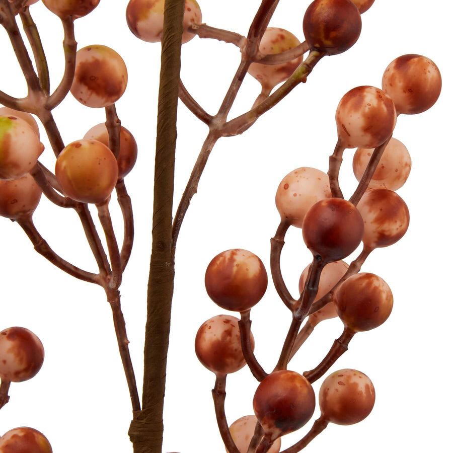 Lifelike artificial autumn branch with orange berries and cream stems, 122cm tall, for seasonal home decor by Sostter at brixbailey.com