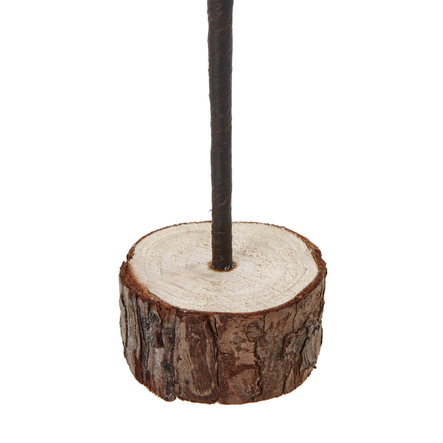 Handcrafted snowy spindle tree with shimmering snow details on natural wood base, 30cm winter decor centerpiece by Sostter at brixbailey.com