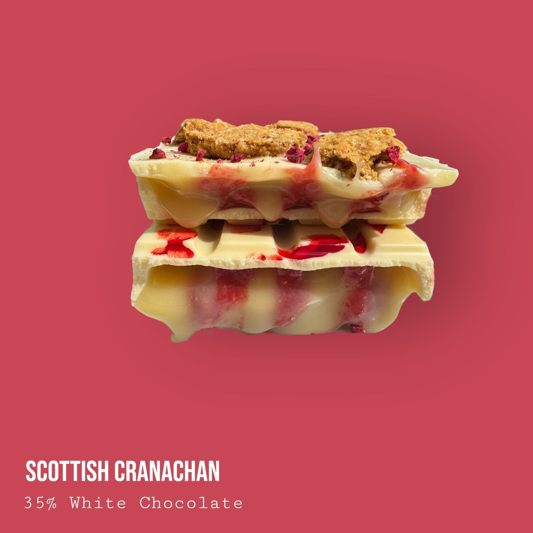 Raspberry and Single Malt Whisky Honey Cream Dessert Bar with Oat Biscuit and White Chocolate
