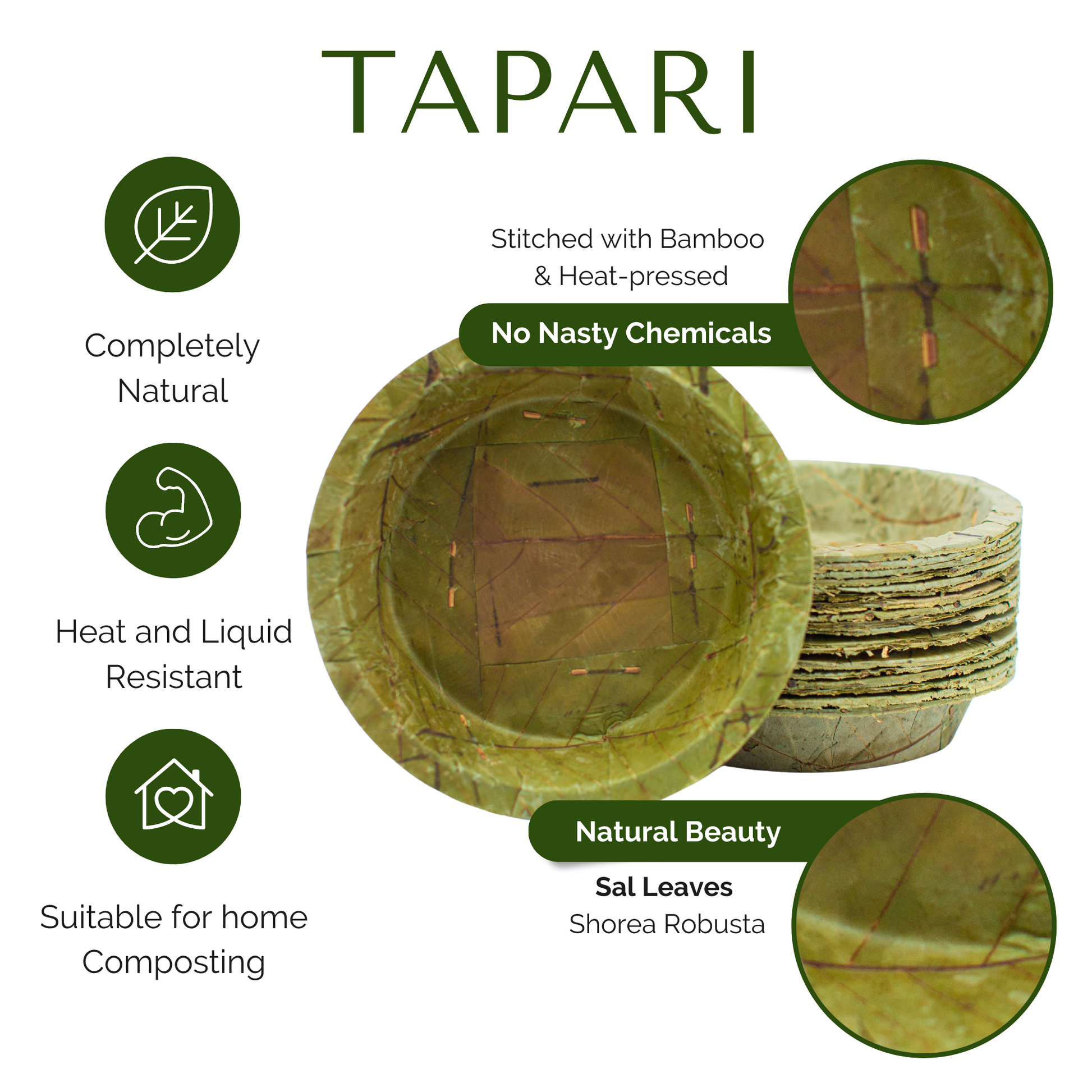 Large Natural Leaf Bowls 19cm Pack of 20